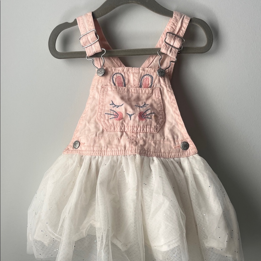 OshKosh B'gosh Pink Overall Dress with White Tulle